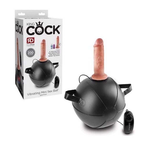 King Cock Vibrating Mini Sex Ball With 6'' Dildo-Flesh Sfera Vibrande con Dildo