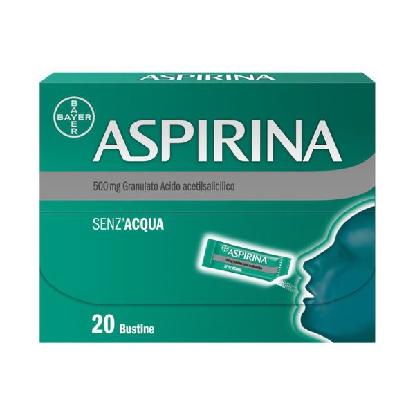 Bayer Aspirina in Granuli Senz'Acqua Antidolorifico e Antinfiammatorio contro Mal di Testa e Dolore 20 Bustine