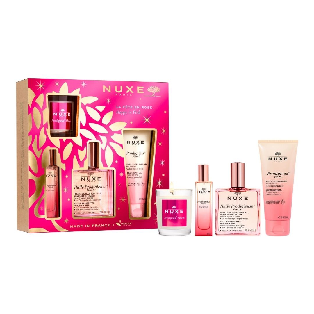 Nuxe Cofanetto di Natale La Felicit  Rosa Profumo+Olio+Gel Doccia+Candela