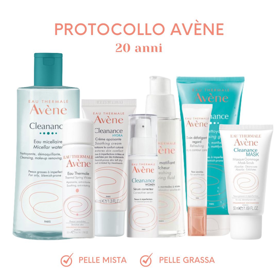 Skincare Protocollo Avene per Pelle da Mista a Grassa 20 Anni
