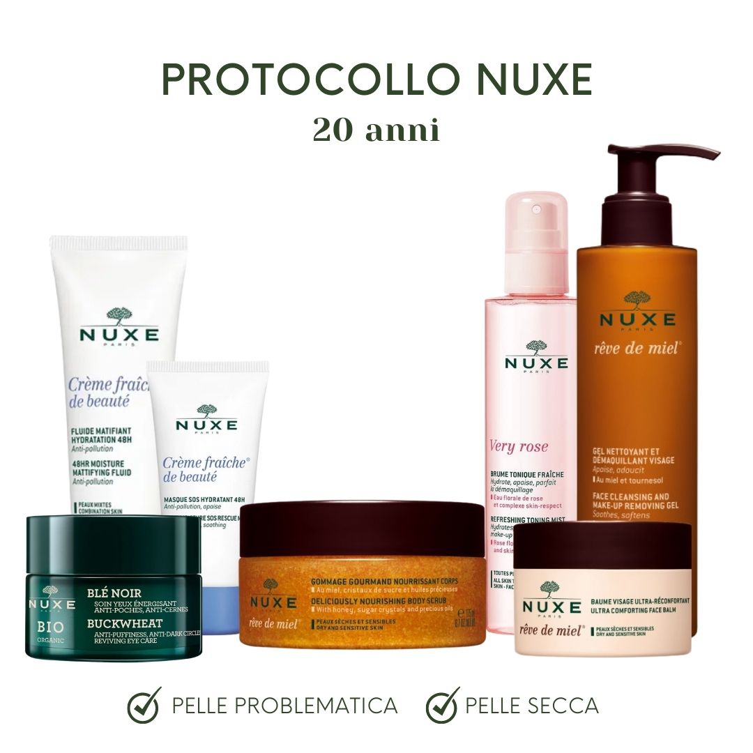 Skincare Protocollo Nuxe Pelle da Secca a Secca Problematica 20 Anni