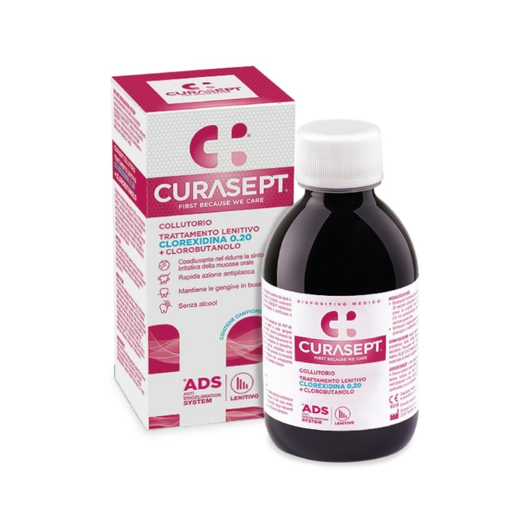 Curasept Collutorio Trattamento Lenitivo Clorexidina 0,20 e Clorobutanolo 200 ml