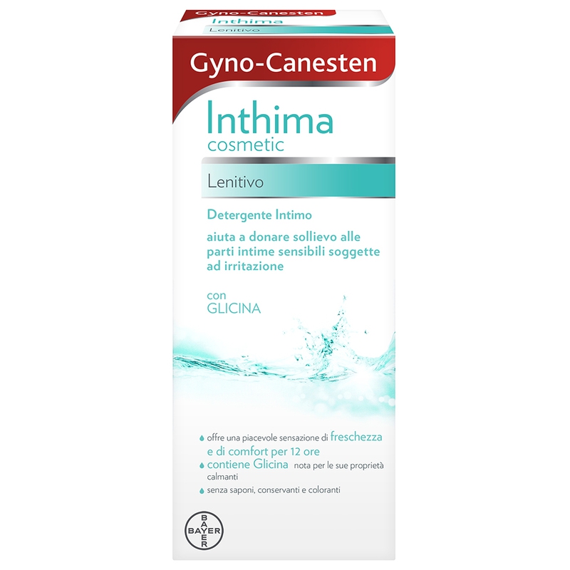 Gyno-Canesten Inthima Detergente Intimo Lenitivo per Igiene Intima Freschezza e Comfort 12 ore 200ml