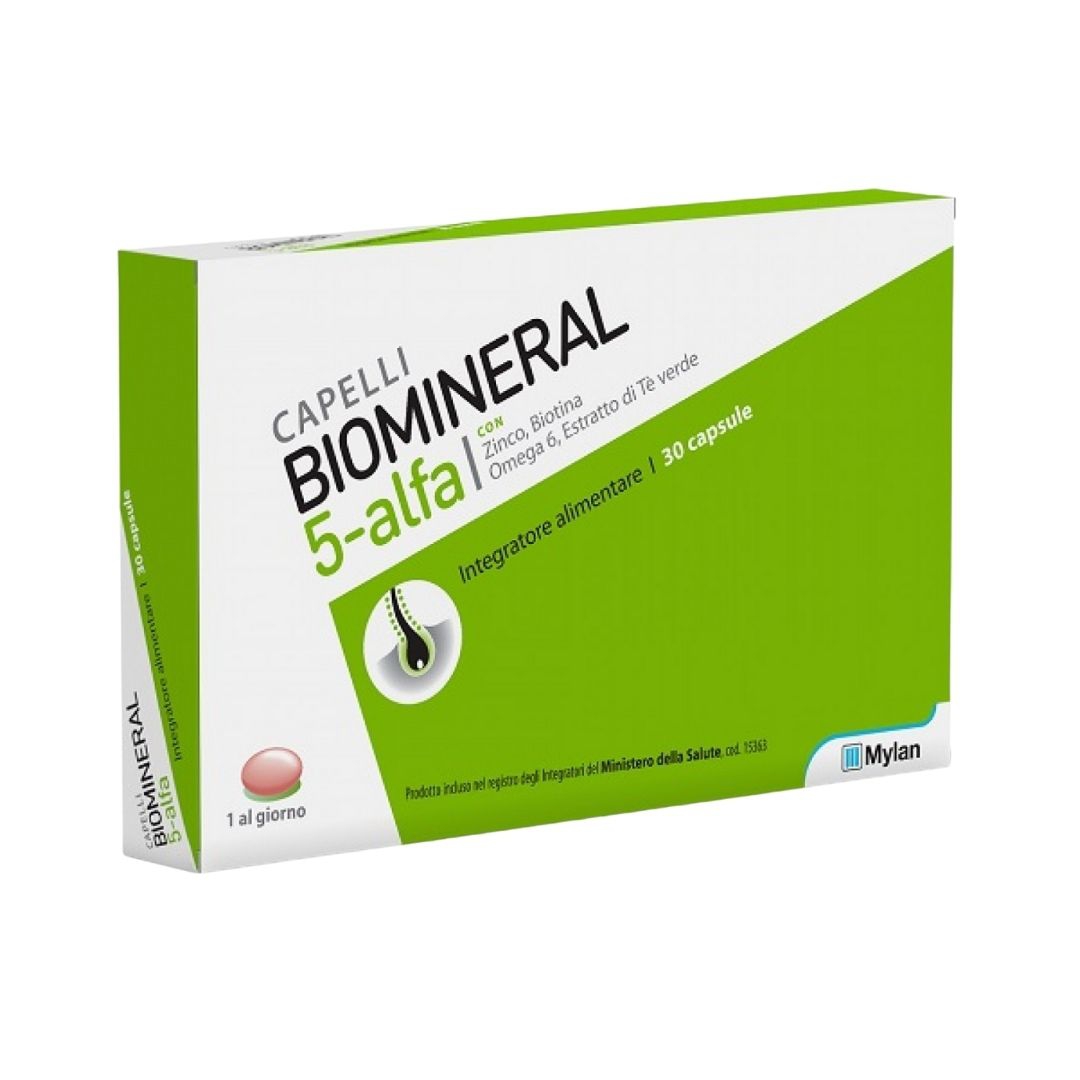 Biomineral 5 Alfa Integratore Alimentare per Capelli Deboli 30 Capsule