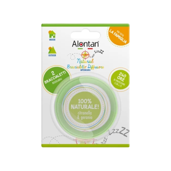 Alontan Natural Braccialetto Diffusore Anti Zanzare Citronella E Geranio