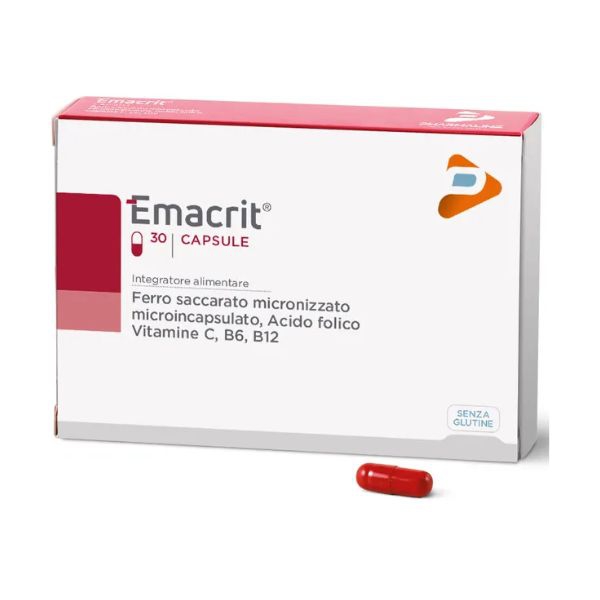 Emacrit Integratore di Ferro e Acido Folico 30 Capsule da 12 45 G