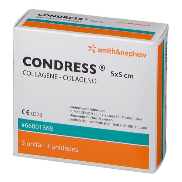 Condress Medicazione Con Collagene Equino Per Le Ferite 5x5 Cm 3 Pezzi