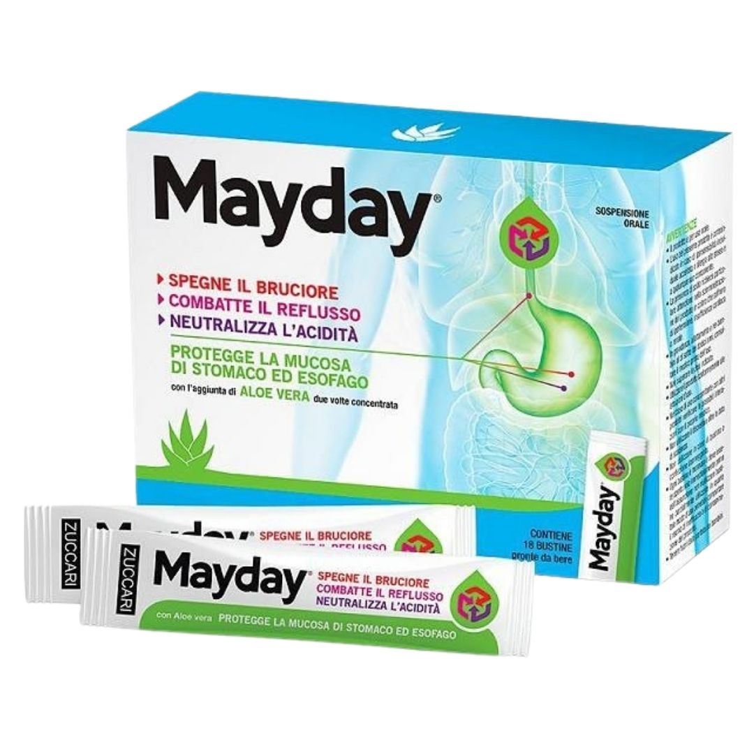 Zuccari Mayday Integratore Per l'Apparato Digerente Gusto Menta 18 Stick 10 ml