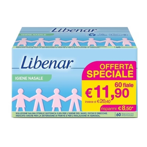 Libenar 60 Fiale Monodose di Soluzione Salina Sterile da 5 ml