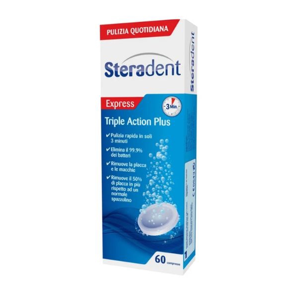 Steradent Express Triple Action Plus 60 Compresse Pulenti