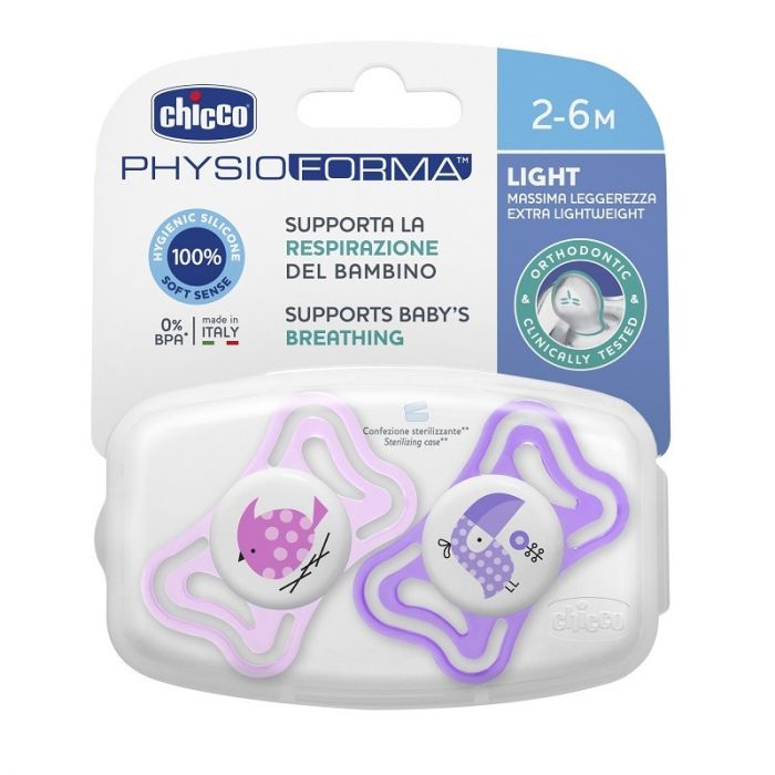 Chicco Physio Forma Light Succhietto Girl in Silicone 2-6 Mesi 2 Pezzi