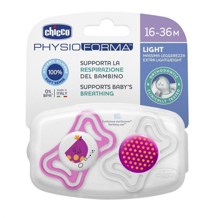 Chicco Physio Forma Light Succhietto Girl in Silicone 16-36 Mesi 2 Pezzi