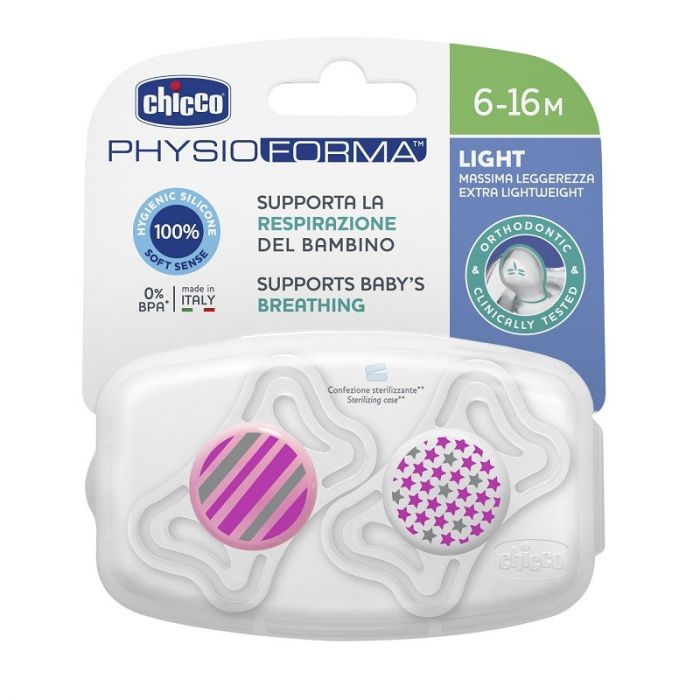 Chicco Physio Forma Light Succhietto Girl in Silicone 6-16 Mesi 2 Pezzi