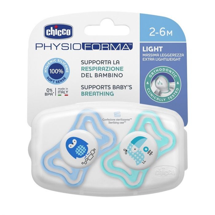 Chicco Physio Forma Light Succhietto Luminoso Silicone 2 6 Mesi 2 Pezzi