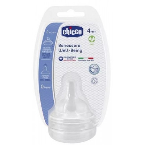 Chicco Benessere Tettarella Perfect 5 4Mesi+ in Silicone 3 Fori 2 Pezzi