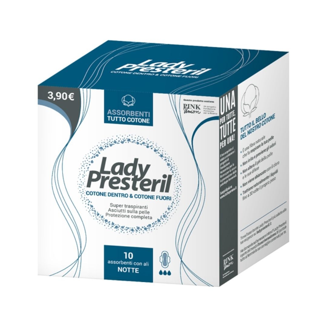 Corman Lady Presteril Cotton Power Assorbenti Notte con Ali 10 Pezzi