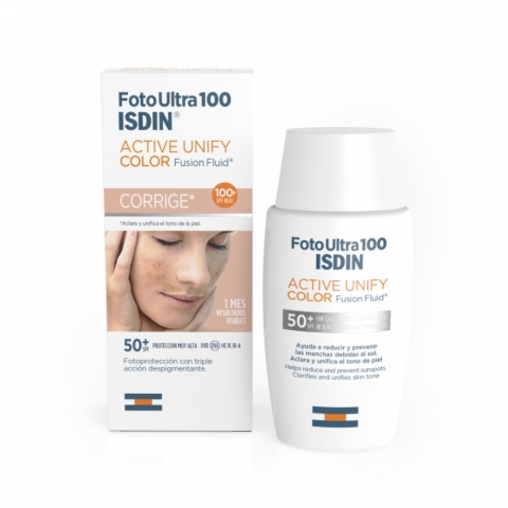 Isdin FotoUltra 100 Active Unify Fluido Viso Schiarente Colorato SPF50 50 ml