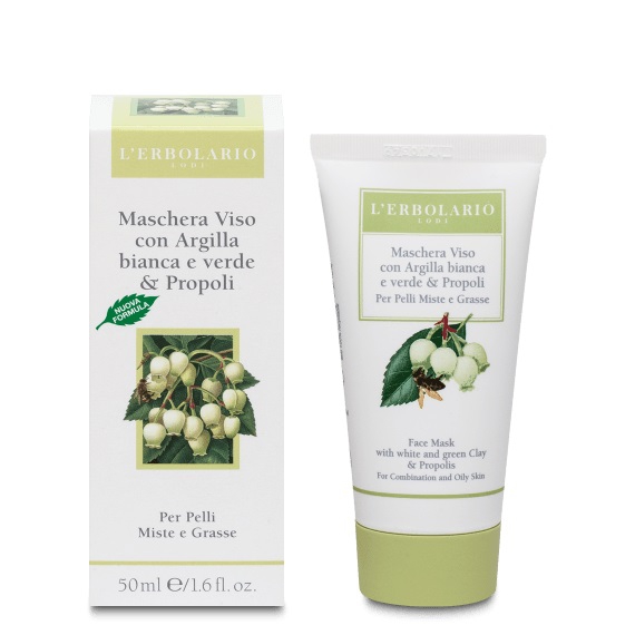 L erbolario Maschera Viso All argilla Bianca e Propoli 50 ml