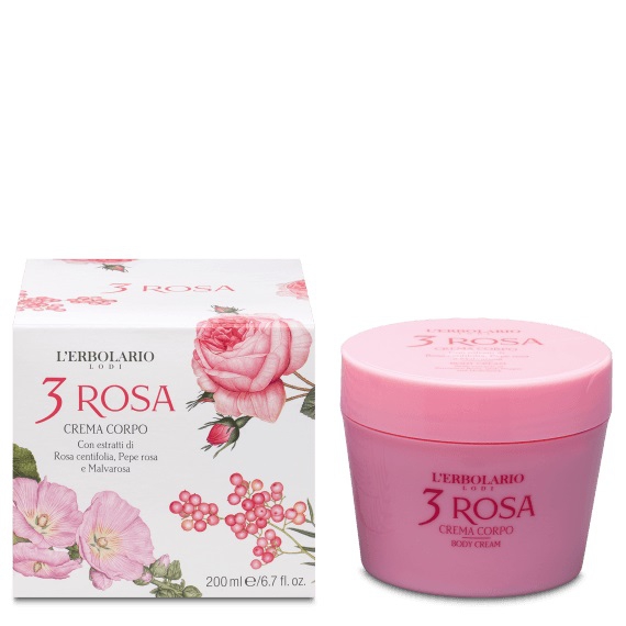 L'erbolario 3 Rosa Crema Corpo Profumata Morbida e Compatta 200 ml