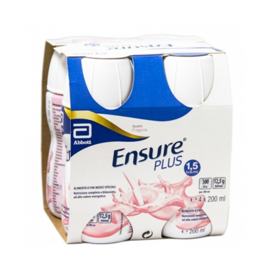 Ensure Plus Supplemento Nutrizionale Gusto Fragola 4 Bottiglie Da 200 ml