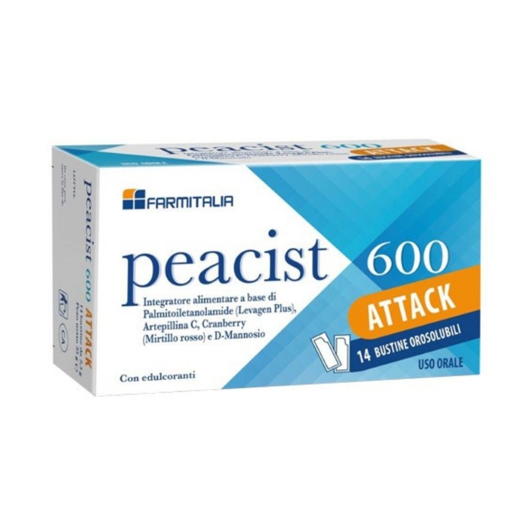 Peacist 600 Attack Integratore per le Vie Urinarie 14 Bustine Orosolubili