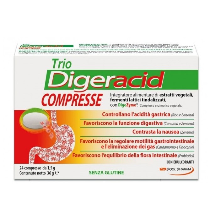 Trio Digeracid Integratore Alimentare per la Digestione 24 Compresse