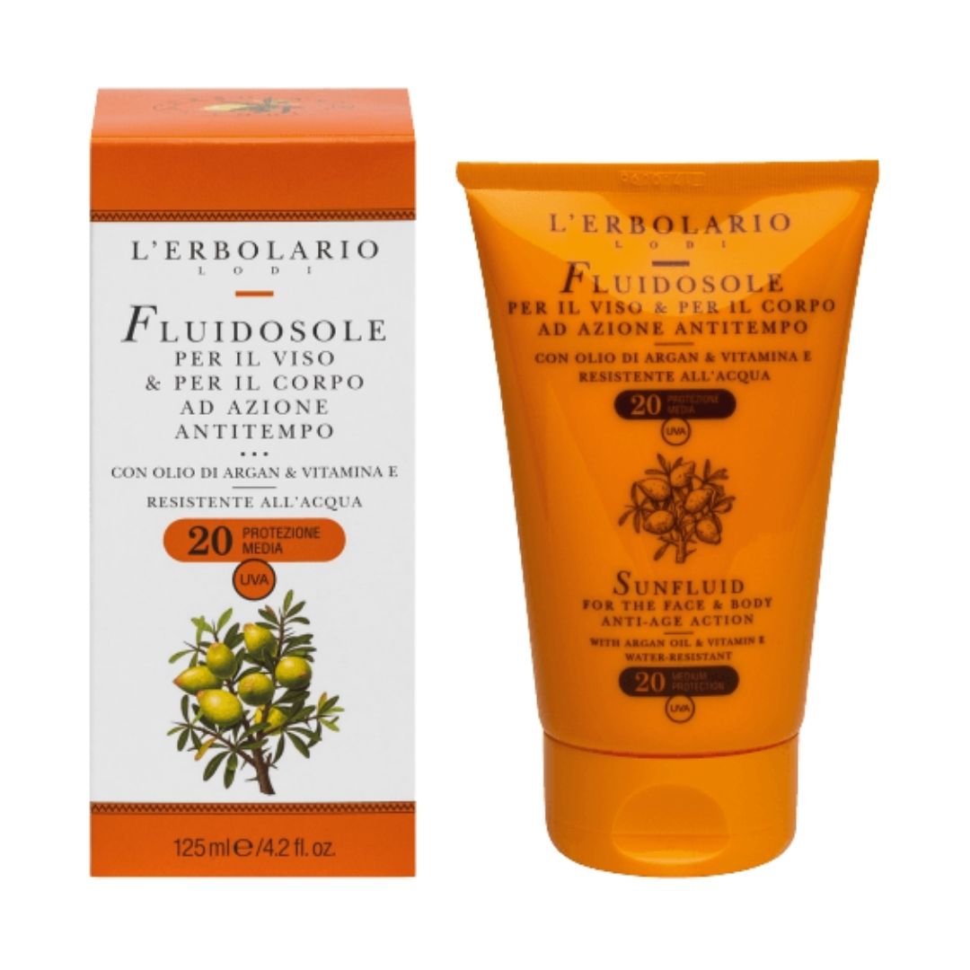 L erbolario Fluidosole Viso e Corpo Anti Tempo Alte Temperature Spf20 125 ml