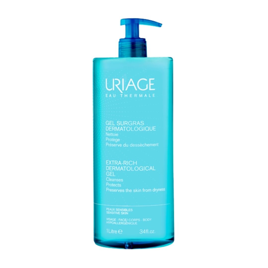 Uriage Gel Surgras Detergente Dermatologico Delicato per Viso e Corpo 1 L