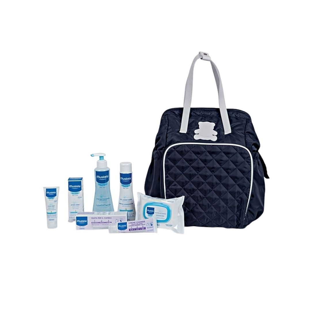 Mustela Borsa Fasciatoio Detergente + Fluido + Salviette + Pasta + Hydra Bebè