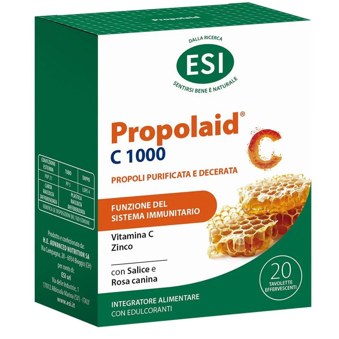 Esi Propolaid Propol C 1000 Integratore di Vitamina C 20 tavolette effervescenti