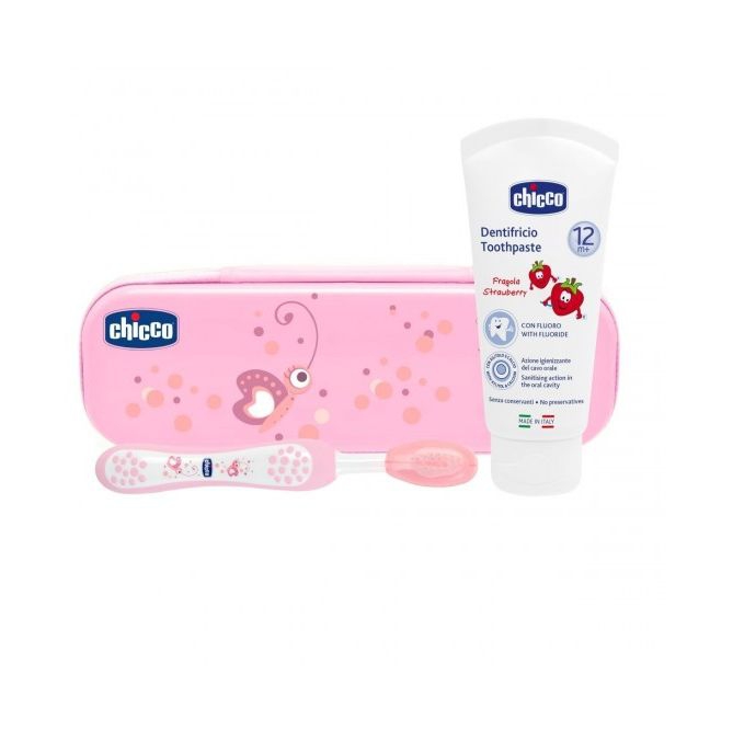 Chicco Set Dentale Rosa Dentifricio Con Fluoro   Spazzolino