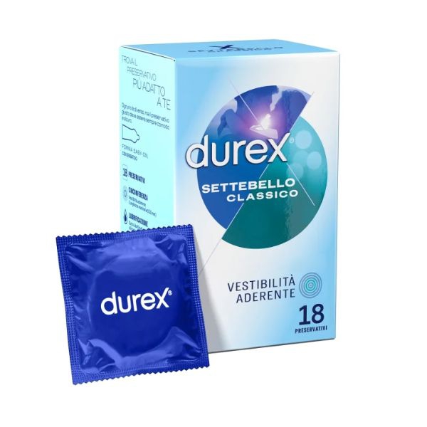 Durex Settebello Classico Profilattici Vestiblit Aderente 18 Pezzi