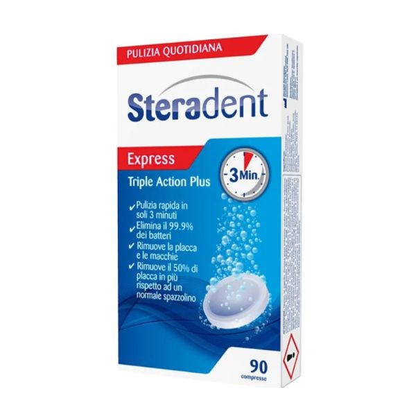 Steradent Express Triple Action Plus 90 Compresse Pulenti