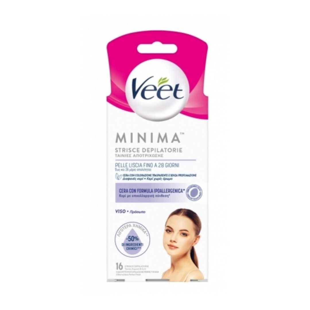 Veet Minima Strisce Viso Ipoallergeniche 16 Pezzi