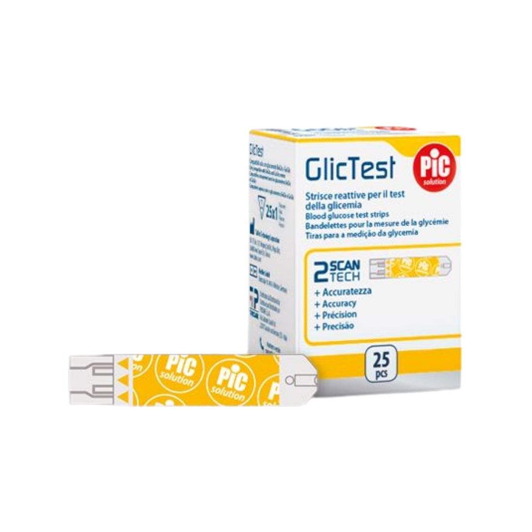 Pic Solution Glictest Strisce Reattive per il Test della Glicemia 25 Pezzi