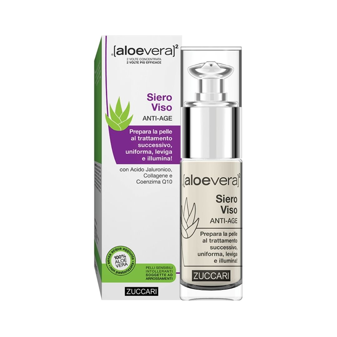 Zuccari Aloevera2 Siero Viso Antiage Uniforma Leviga e Illumina 30 ml