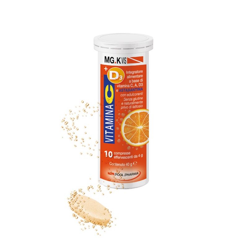 Mgk Vis Vitamine A C D3 e Astaxantina Integratore 10 Compresse Effervescenti