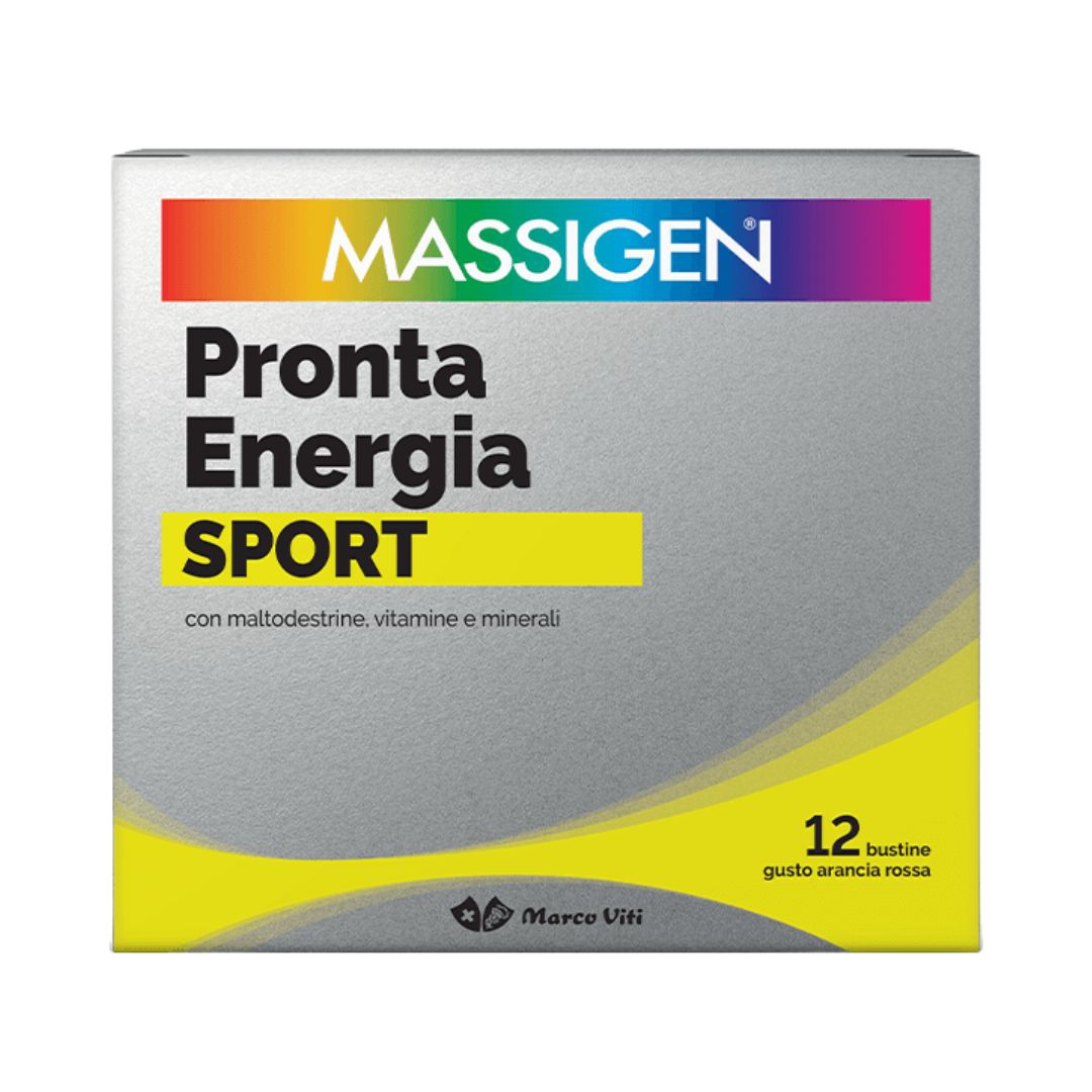 Massigen Sport Pronta Energia Integratore 12 Bustine Gusto Arancia Rossa