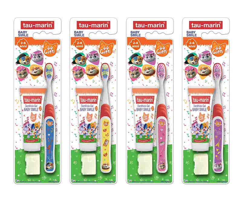 Tau Marin Set Baby 44 Gatti Dentifricio Fragola + Spazzolino