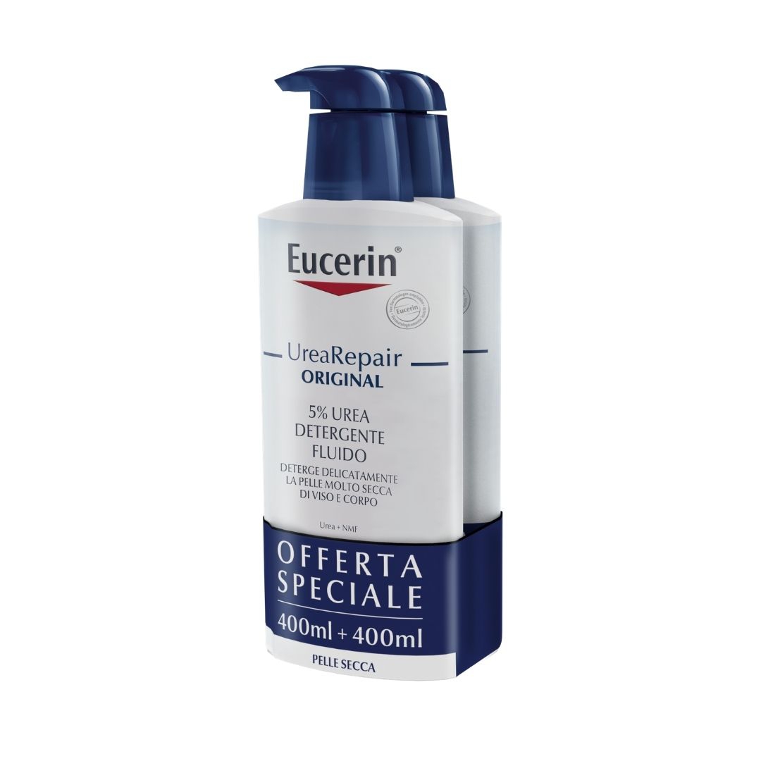 Eucerin Urea Repair 5% Detergente Fluido per Pelle Secca 2 x 400 ml