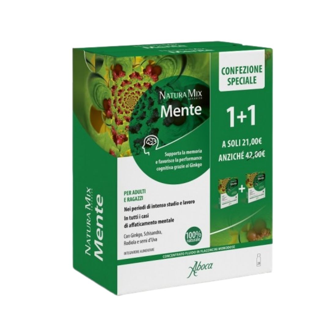 Aboca Natura Mix Advanced Mente Integratore 10+10 Flaconcini 300 ml