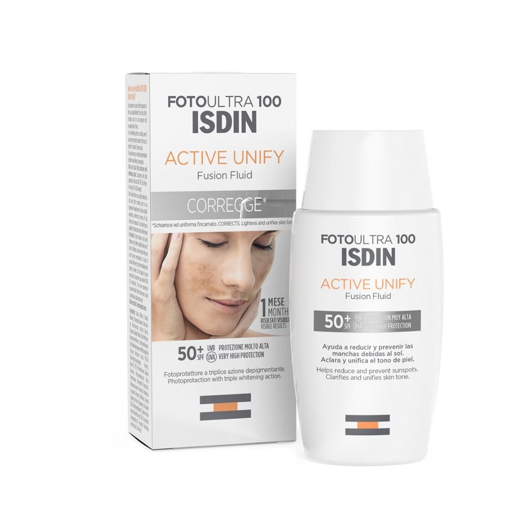 Isdin FotoUltra 100 Active Unify Fluido Viso Schiarente e Uniformante SPF50 50ml