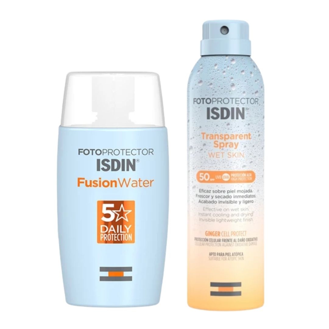 ISDIN Fusion Water SPF50 50 ml + Wet Skin Spray Transaparente SPF50 100 ml