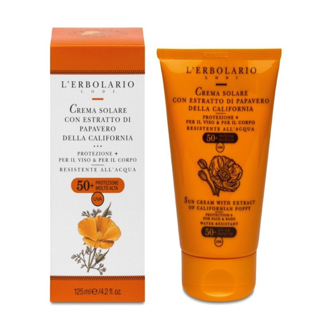 L erbolario Crema Solare Protettiva Spf50  con Estratto di Papavero 125 ml