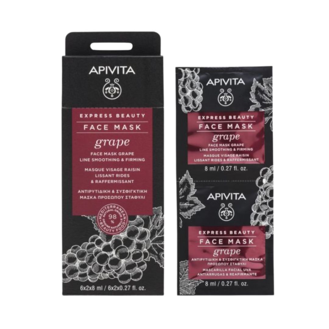 Apivita Express Beauty Maschera Viso Liftante e Rassodante Estratto d'Uva 2X8ml