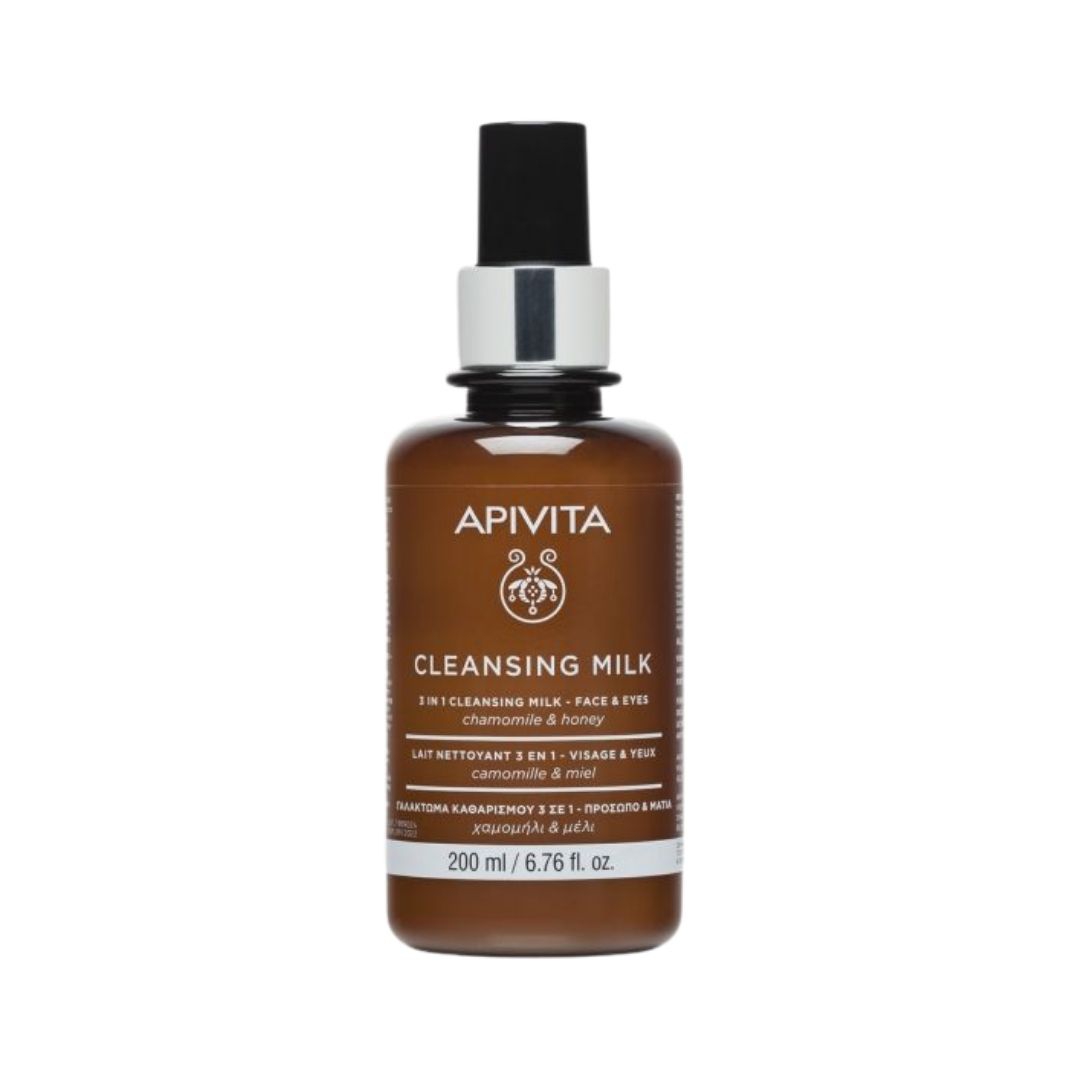 Apivita Cleasing Milk Latte Detergente 3in1 Viso & Occhi Camomilla e Miele 200ml