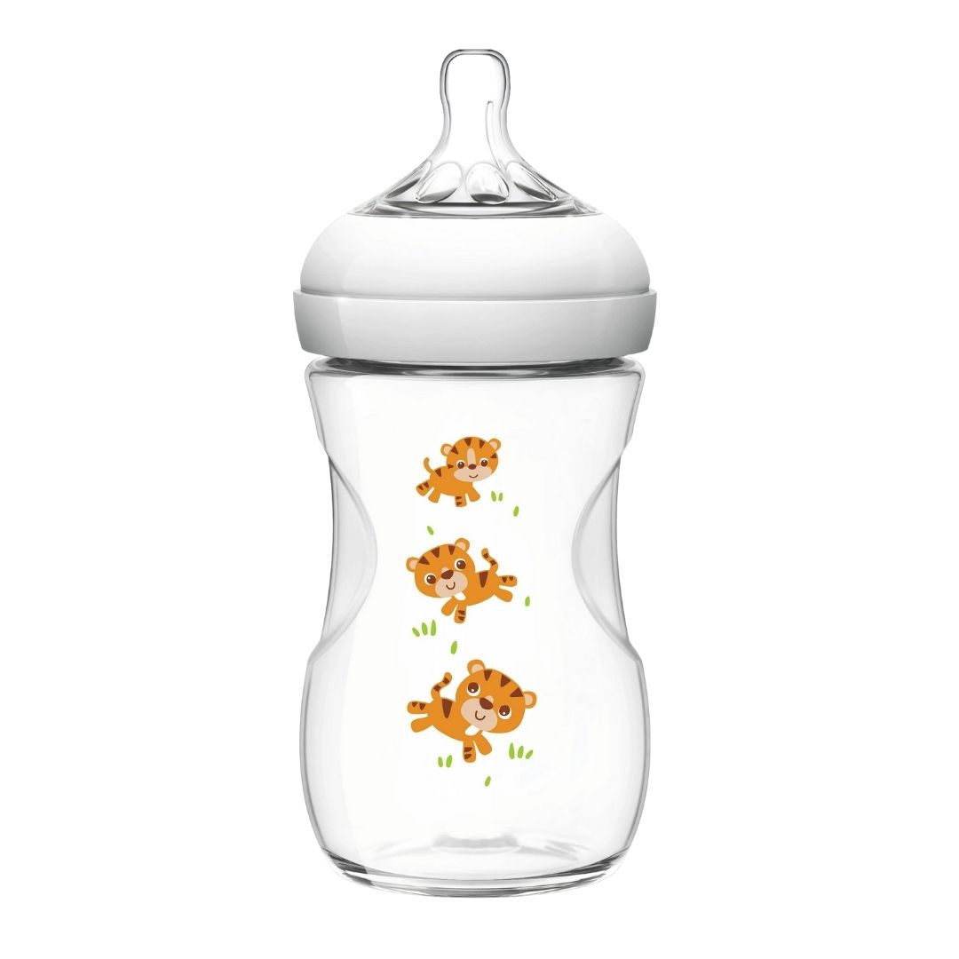 Avent Biberon Natural Tettarella dal design Ergonomico Decoro Tigrotto 260 ml