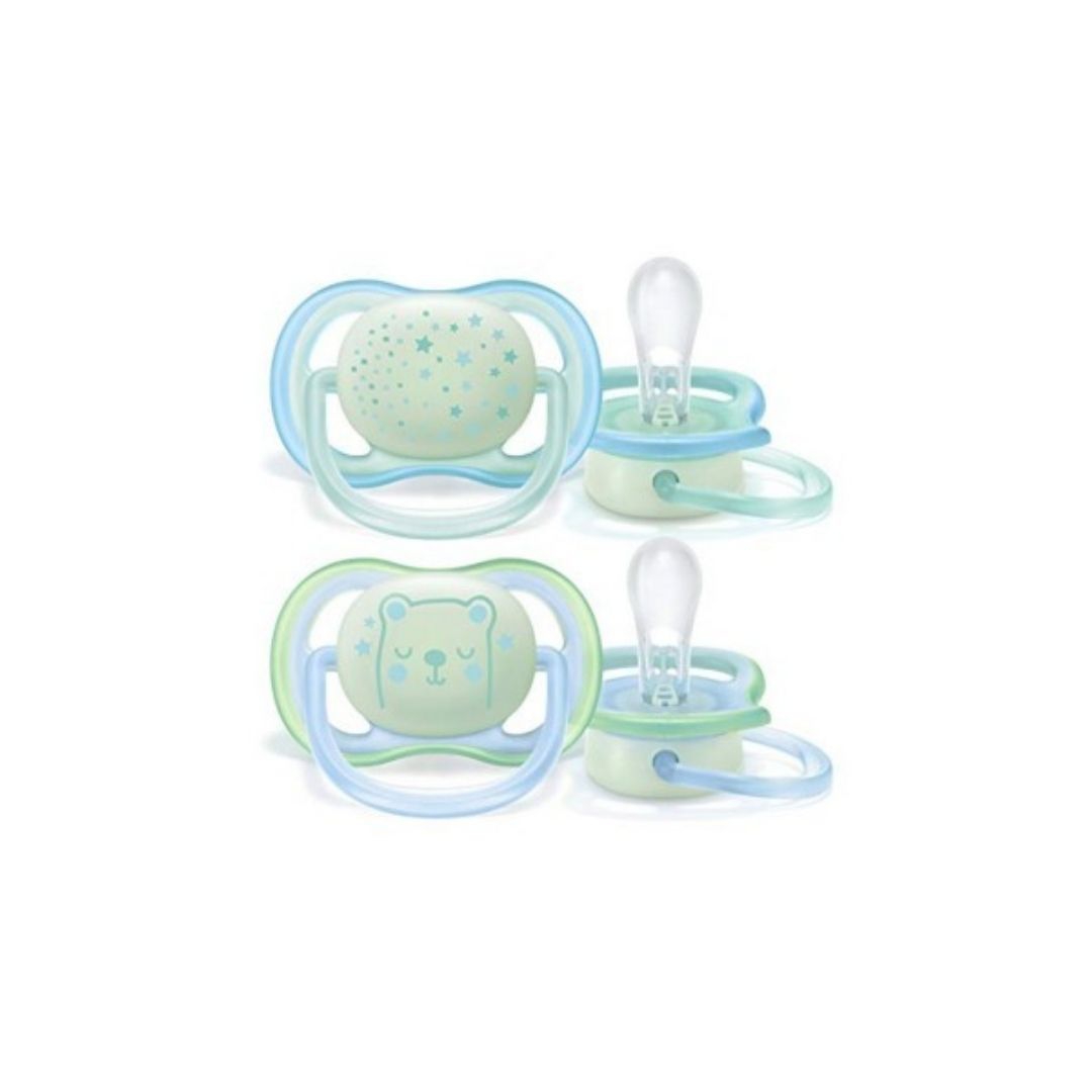 Avent Succhietto Ultra Air Night Ciuccio Leggero e Traspirante 0-6 Mesi 2 Pezzi