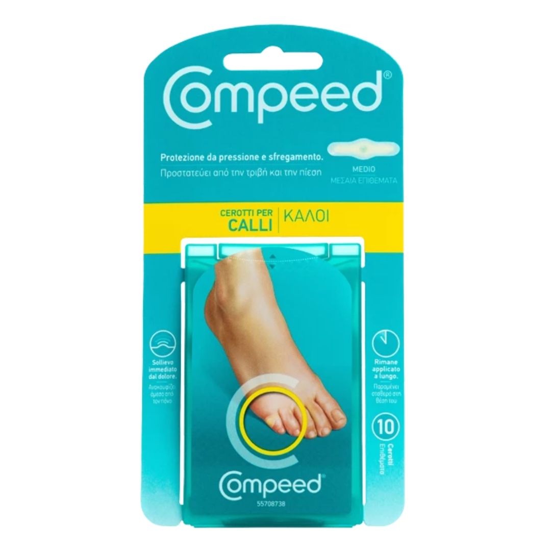 Compeed Cerotti Per Calli Medio Allevia Rapidamente il Dolore 10 Pezzi