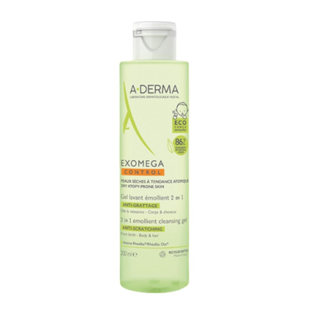 Aderma Exomega Control Gel Detergente Emolliente 2in1 Corpo e Capelli 200 ml